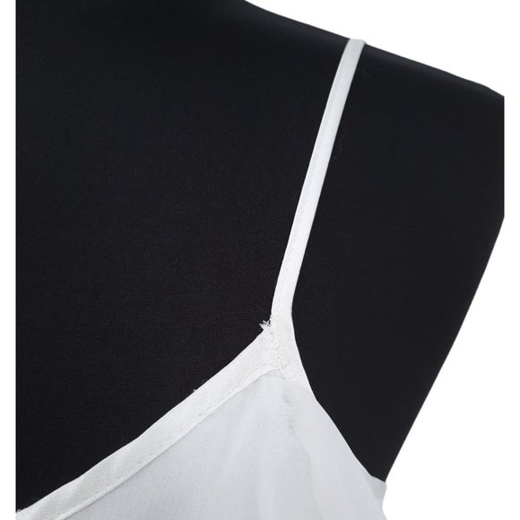 VTG 90s Violets & Roses Solid White Satin Ruffled Slip Dress Night Gown Size L - Picture 3 of 9